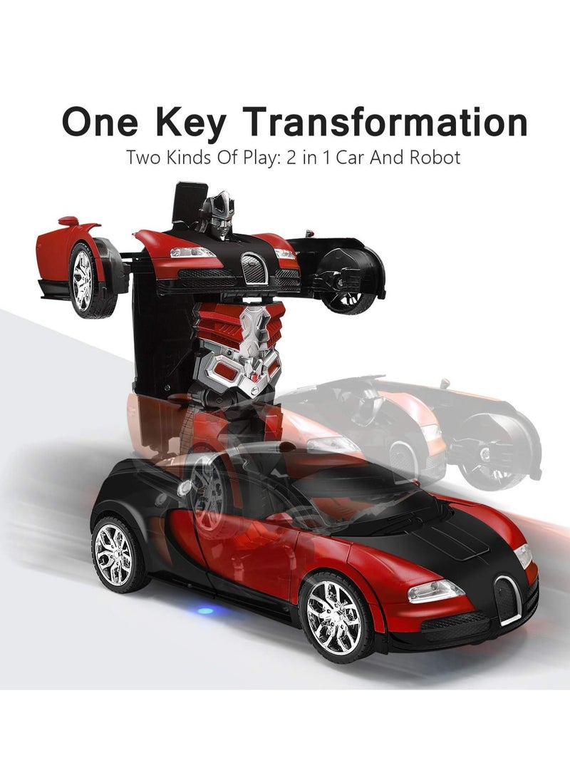 Children's Remote Control Car Robot Transformation Toy,360°Rotating Drifting,ABS Material,Boy Girl Toy Gift Robot Intelligent Car (Red) ﻿ - Image 3